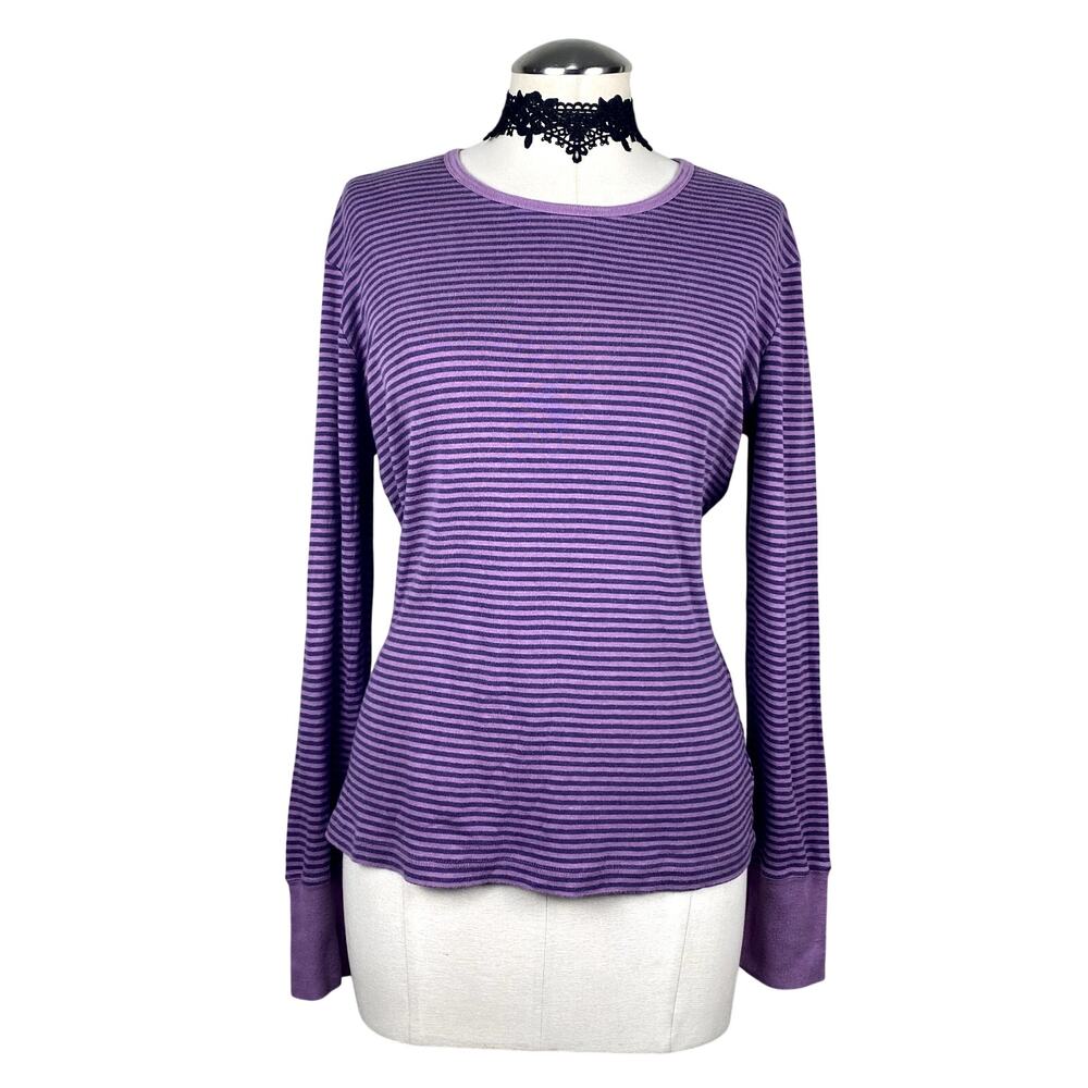 GAP Y2k Purple Striped Long Sleeve Sweater Grunge Coquette Emo Goth Size Large